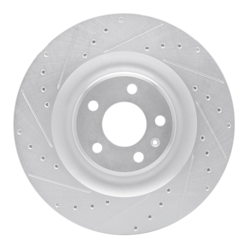 Audi e-Tron S Brake Rotor (1) - Rear Left - R1 Concepts - Drilled & Slotted - Silver - `17-`25